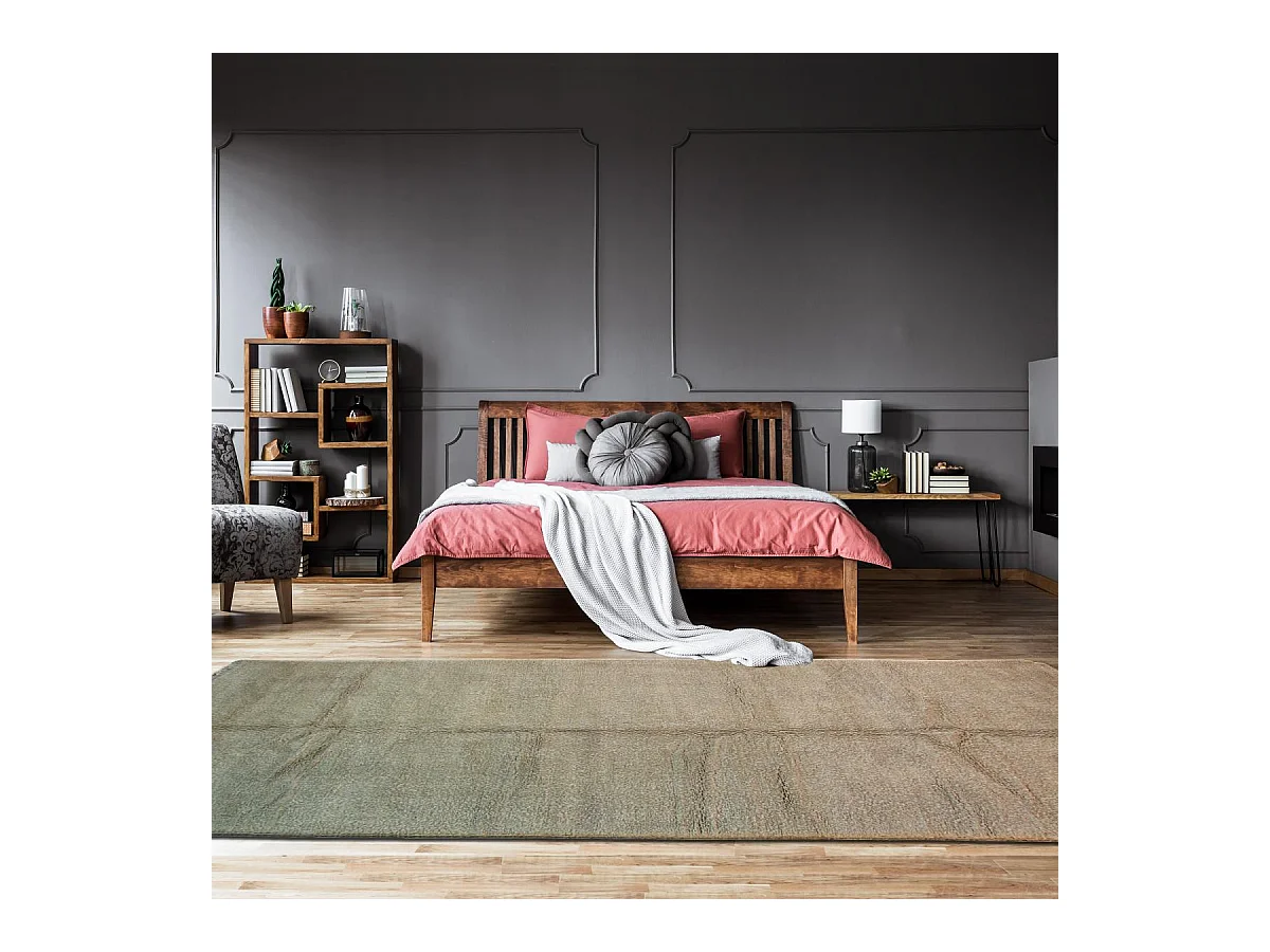 Authentique tapis berbère 195x420 fait à la main en laine beige BENI OUARAIN AG