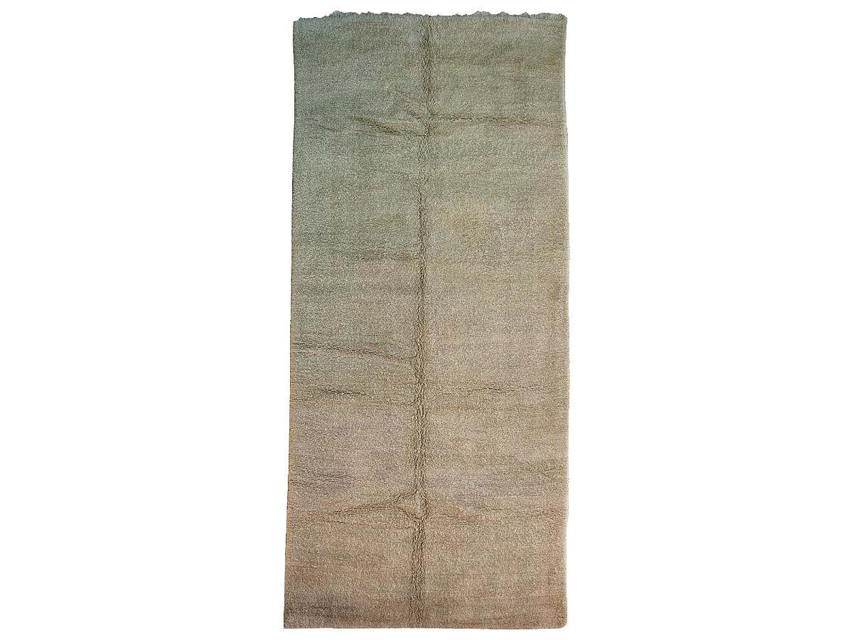 Authentique tapis berbère 195x420 fait à la main en laine beige BENI OUARAIN AG