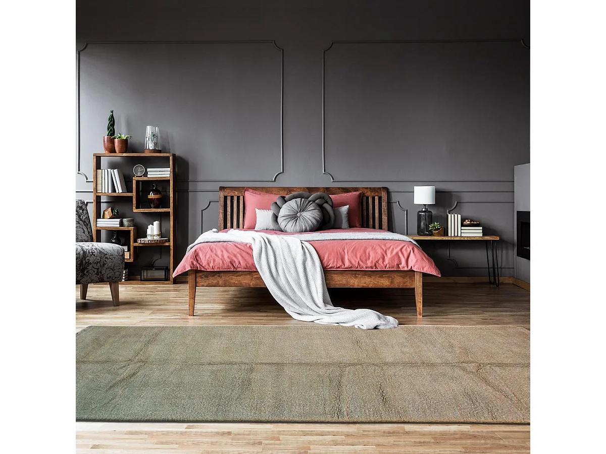 Authentique tapis berbère 195x420 fait à la main en laine beige BENI OUARAIN AG