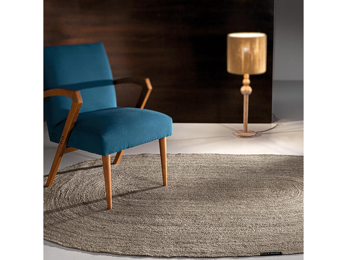 Tapis en jute 135x210 ovale tissé gris NATIVE