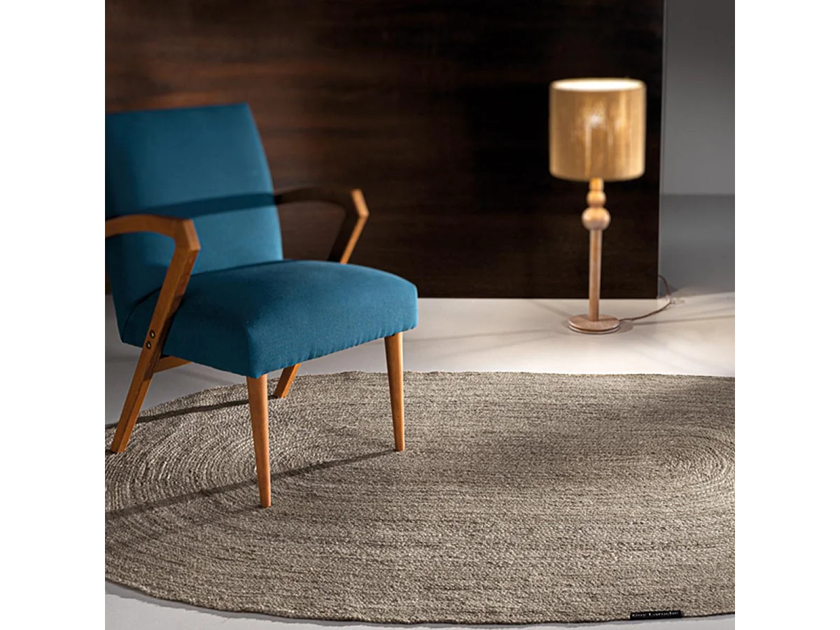 Tapis en jute 135x210 ovale tissé gris NATIVE