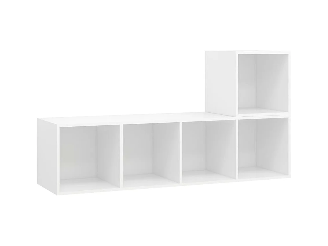 Ensemble de meuble TV 2 pcs Blanc Bois d'ingénierie