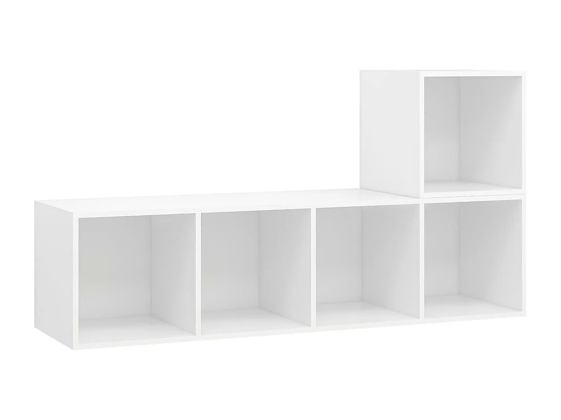 Set di mobili porta TV da 2 pezzi in legno ingegnerizzato bianco