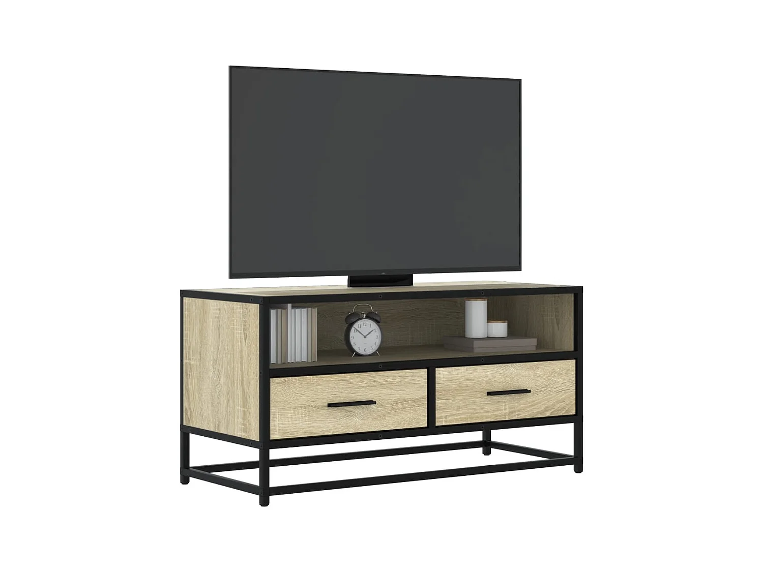 Meuble TV chêne sonoma 80x34,5x40 cm bois d'ingénierie et métal