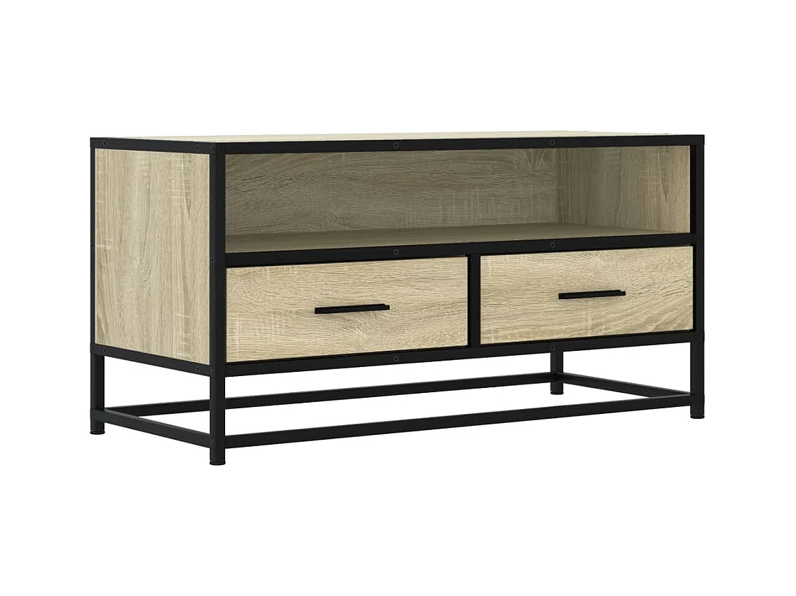 Meuble TV chêne sonoma 80x34,5x40 cm bois d'ingénierie et métal