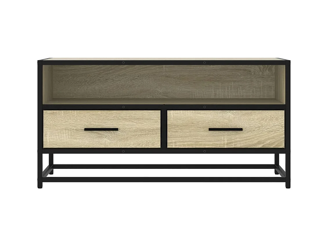Meuble TV chêne sonoma 80x34,5x40 cm bois d'ingénierie et métal