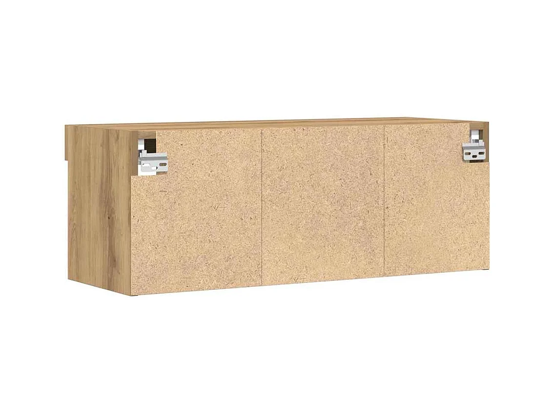 Mobile TV da parete 2 pezzi in rovere artigianale 80 x 30 x 30 cm