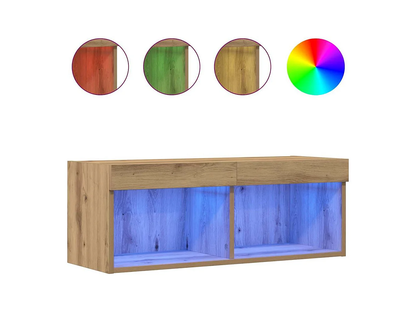 Mobile TV da parete 2 pezzi in rovere artigianale 80 x 30 x 30 cm