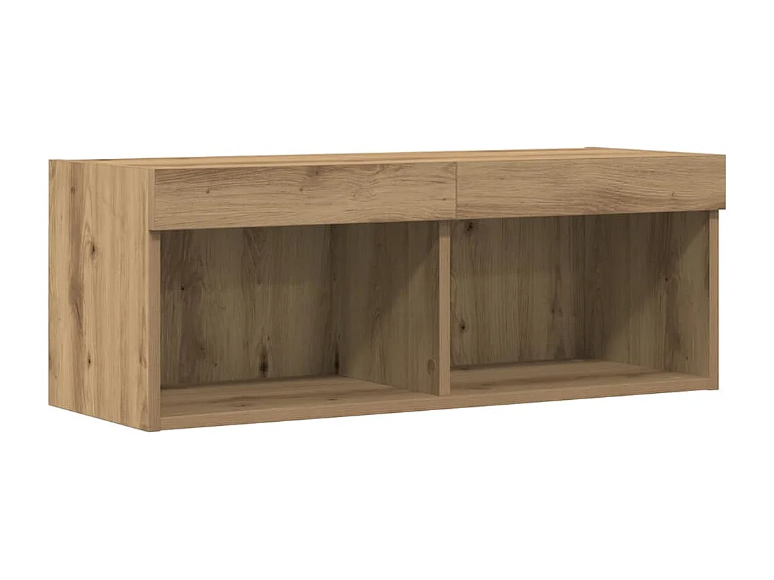 Mobile TV da parete 2 pezzi in rovere artigianale 80 x 30 x 30 cm