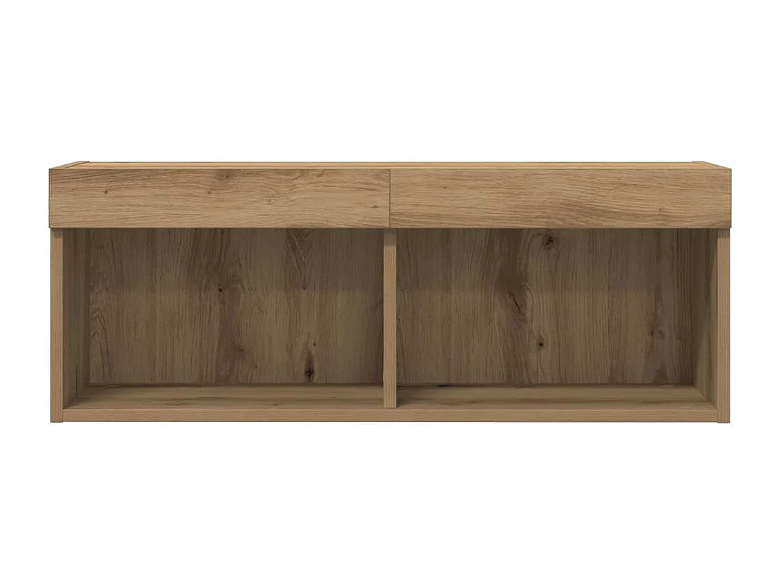 Mobile TV da parete 2 pezzi in rovere artigianale 80 x 30 x 30 cm