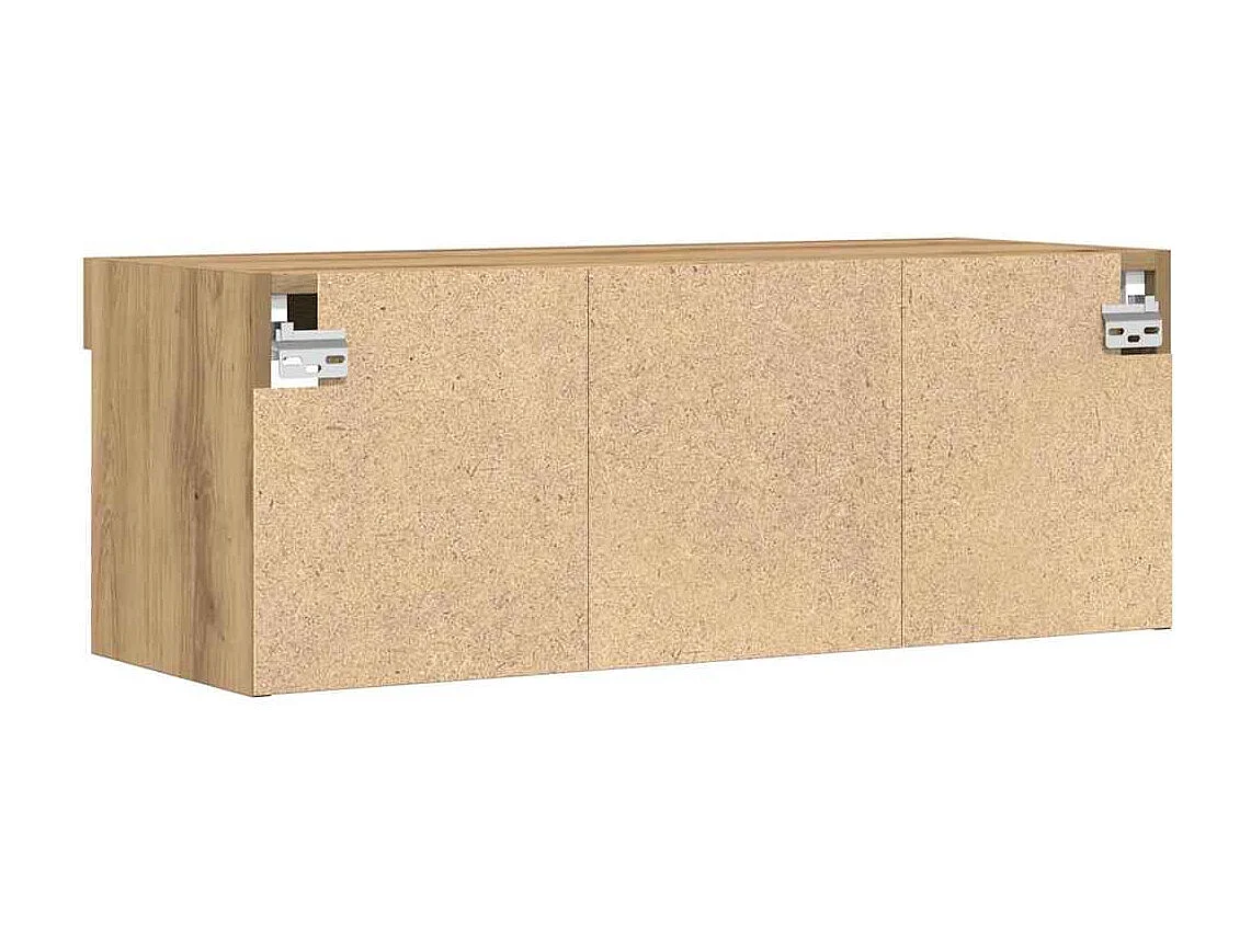 Mobile TV da parete 2 pezzi in rovere artigianale 80 x 30 x 30 cm