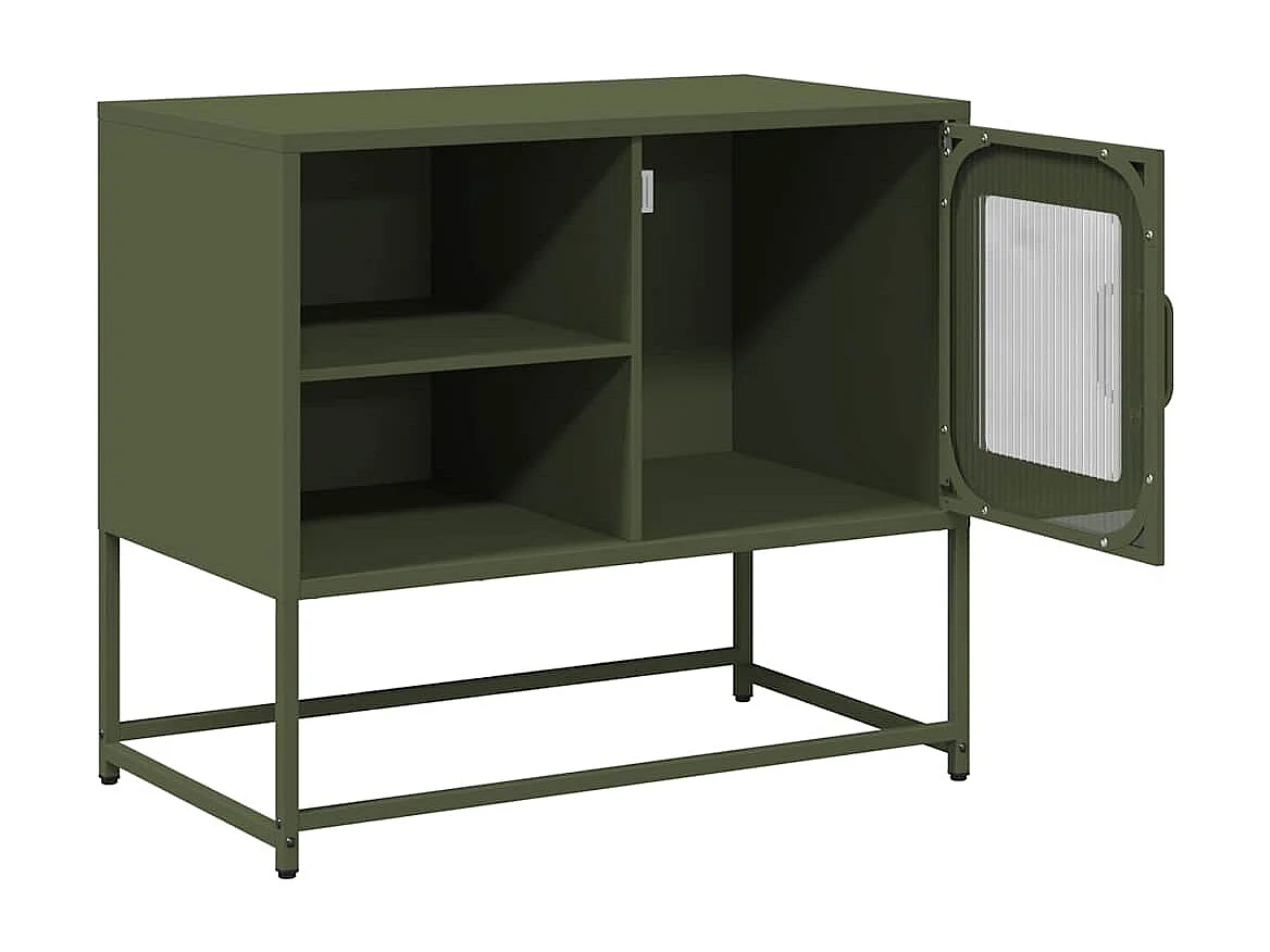 Meuble TV vert olive 68x39x60,5 cm acier