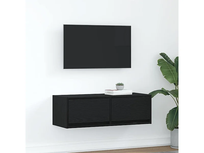 Meuble TV chêne noir 80x31x25,5 cm bois d'ingénierie