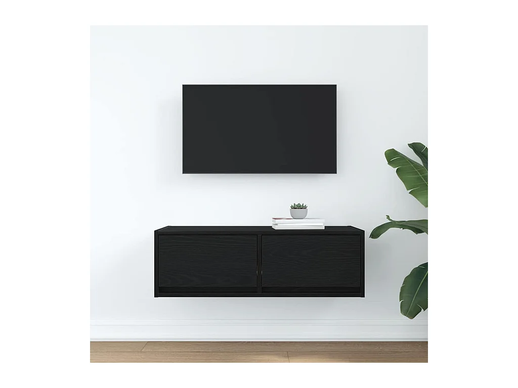 Meuble TV chêne noir 80x31x25,5 cm bois d'ingénierie