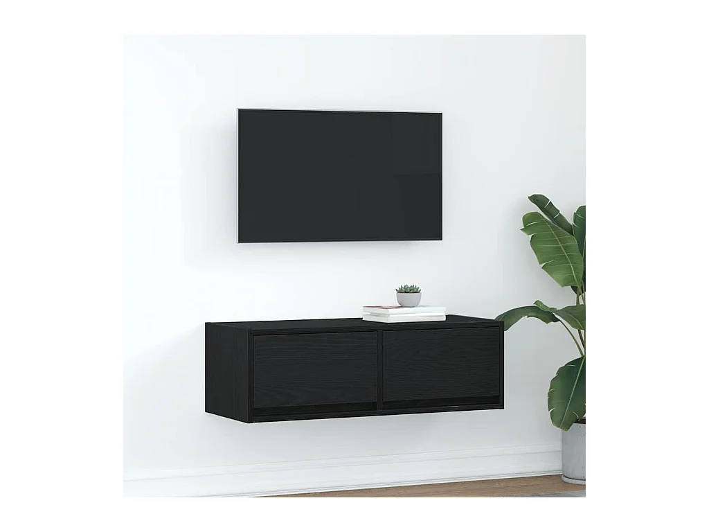 Meuble TV chêne noir 80x31x25,5 cm bois d'ingénierie