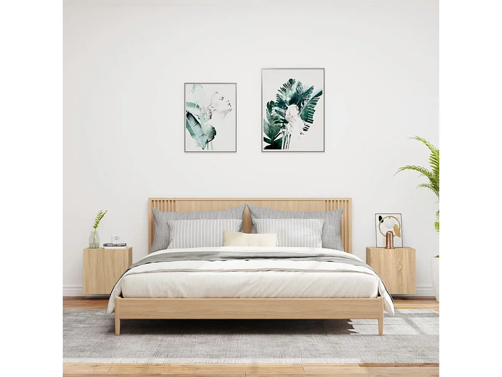 Muebles de TV de pared de 2 piezas, roble Sonoma, 40,5x30x40 cm