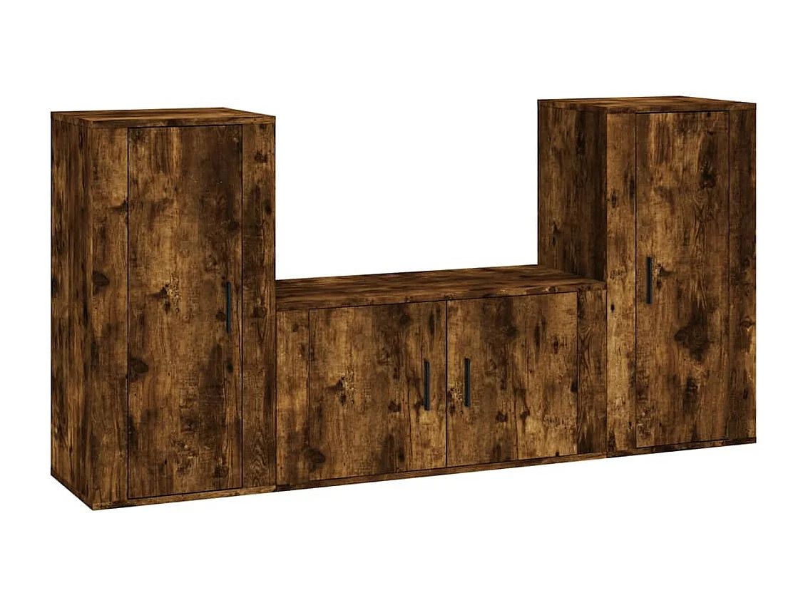 Ensemble de meubles TV 3 pcs Chêne fumé Bois d'ingénierie