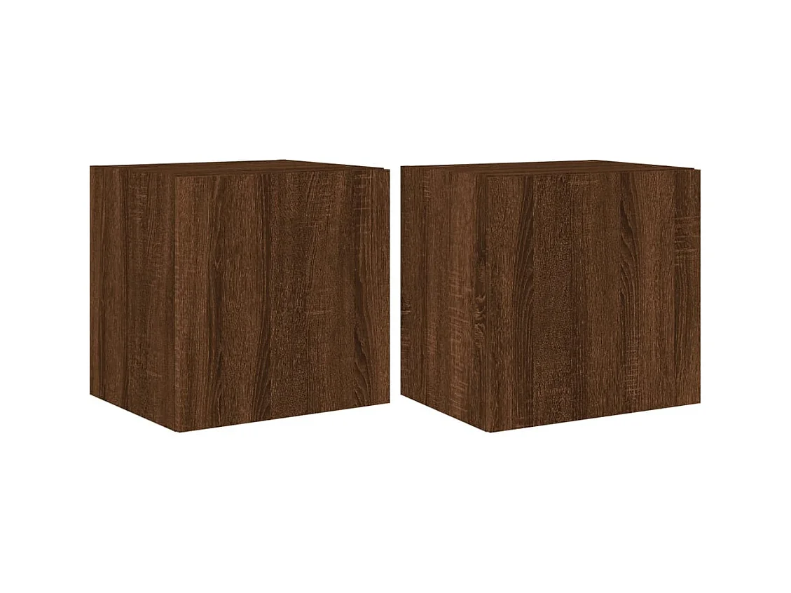 Wandmeubels met ledverlichting, 2 stuks, eikenbruin, 40,5x35x40 cm