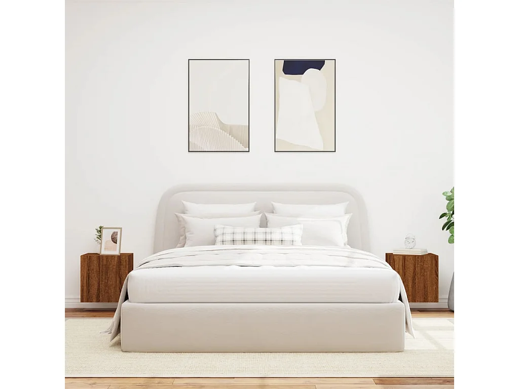 Muebles de TV de pared con luces LED, 2 piezas, roble marrón, 40,5x35x40 cm