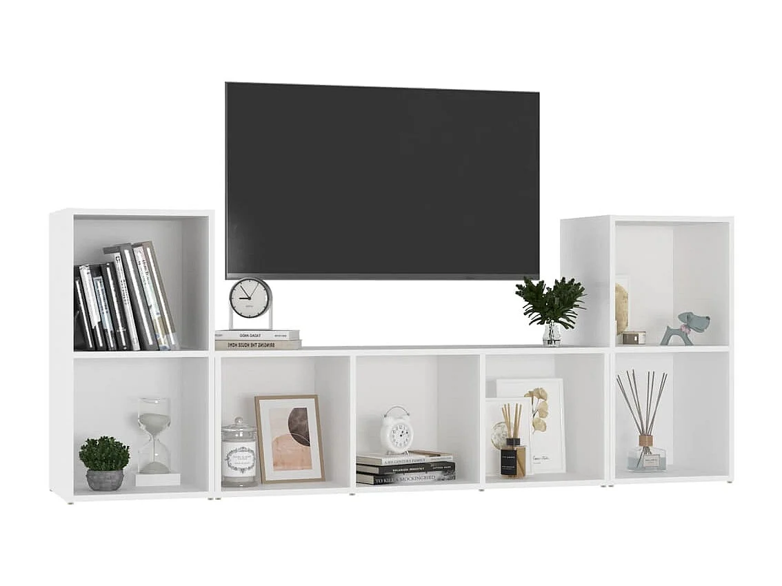 Ensemble de meubles TV 3 pcs Blanc Bois d'ingénierie