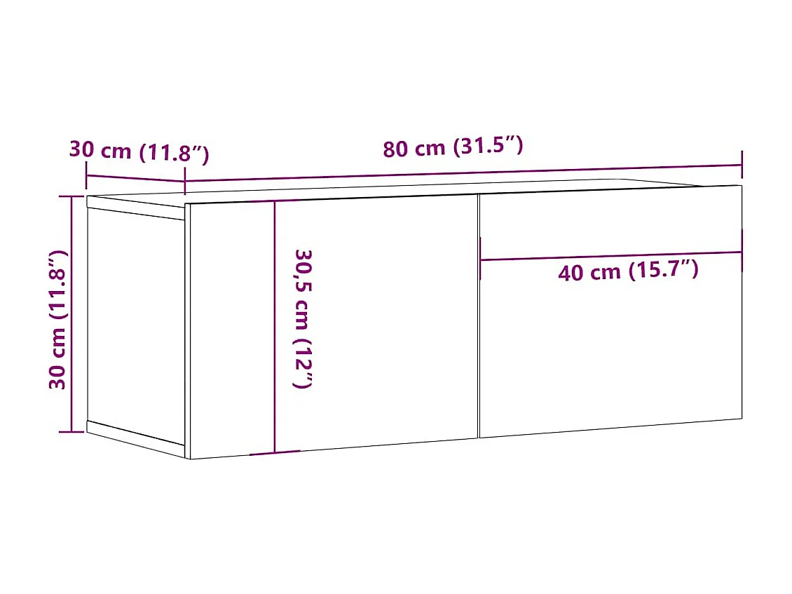 TV-Wandschrank Altholz 80x30x30 cm Holzwerkstoff