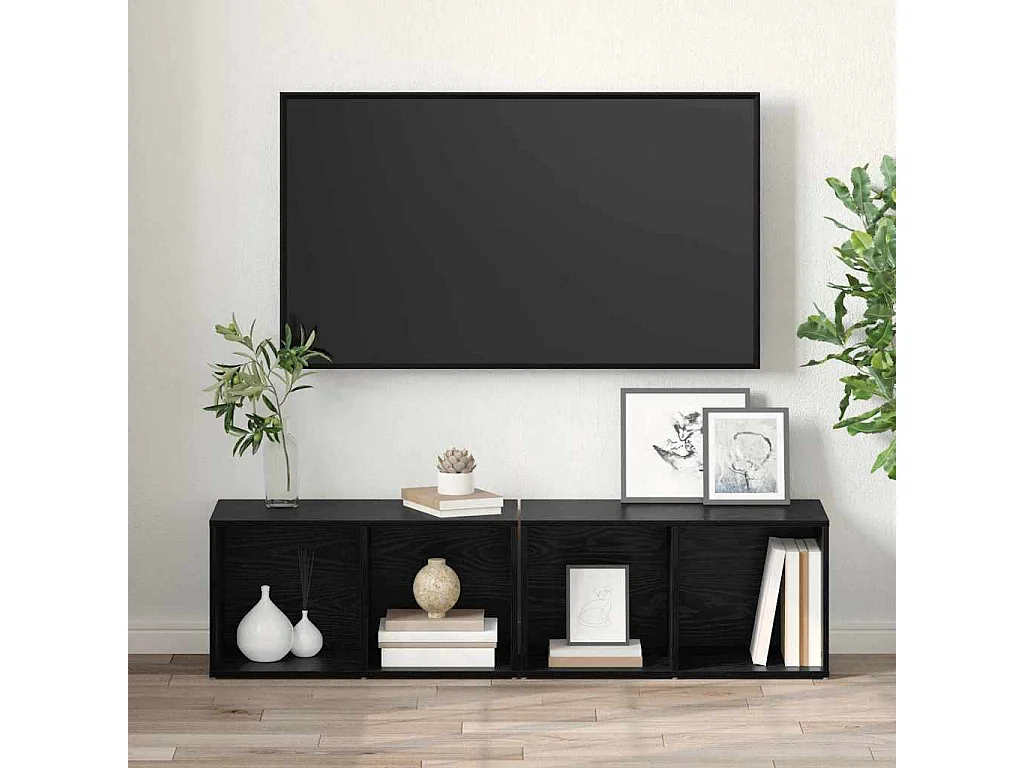 Ensemble meuble TV 2 pcs Chêne noir Bois d'ingénierie