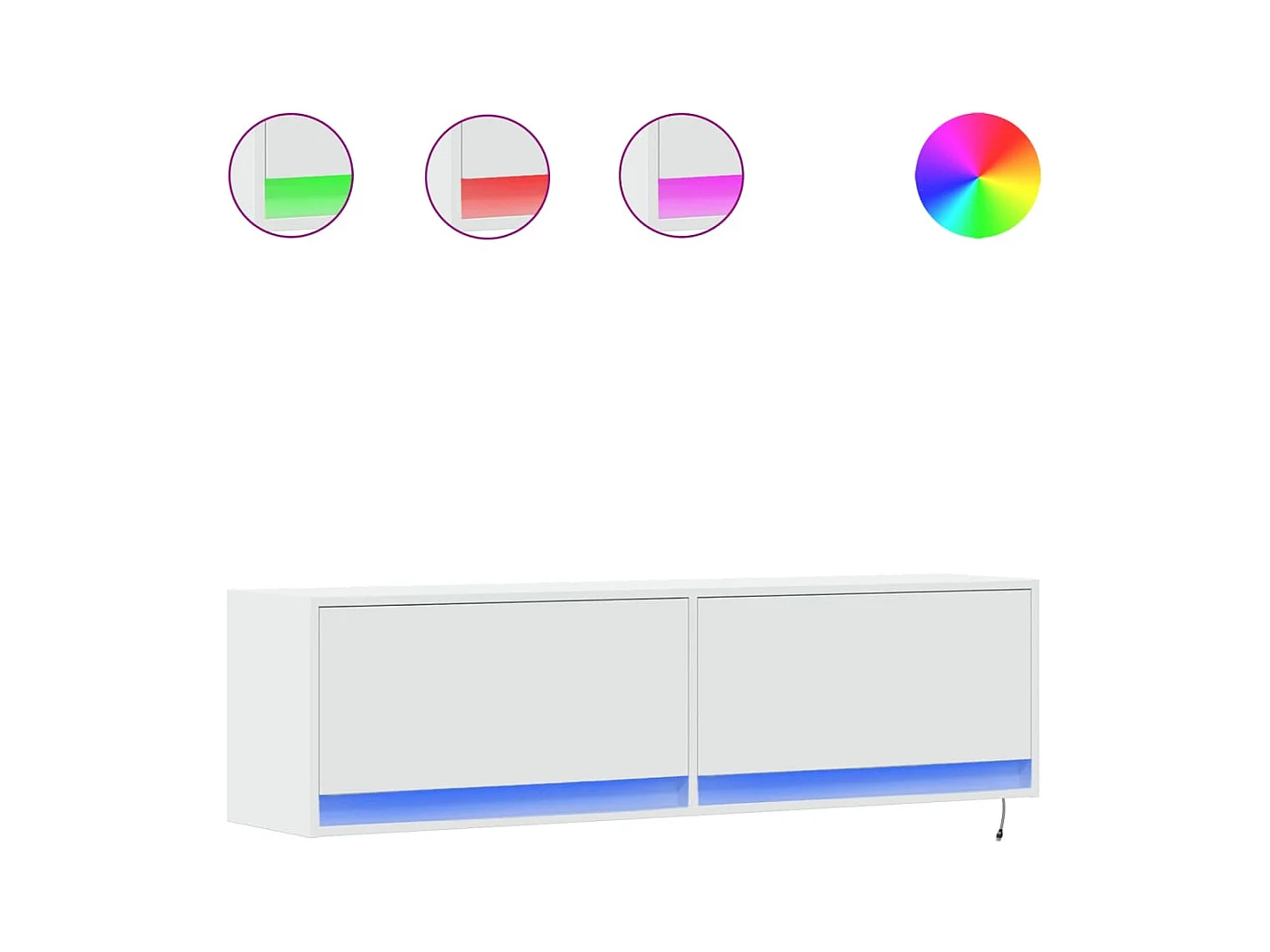 Wandmeubel met ledverlichting, wit, 140x31x38 cm