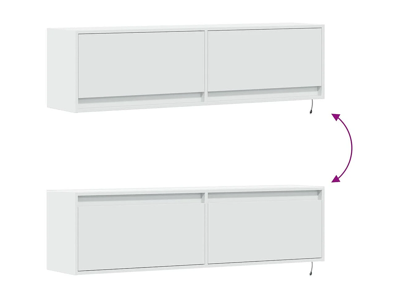 Wandmeubel met ledverlichting, wit, 140x31x38 cm
