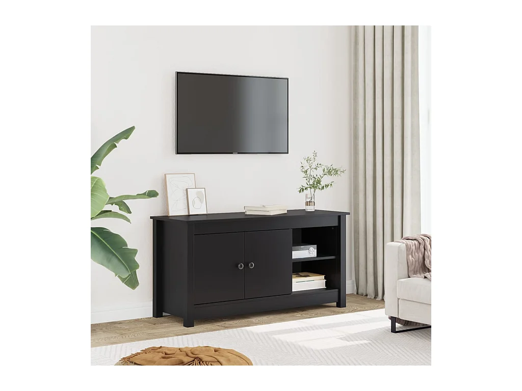 Mobile TV nero 103x36,5x52 cm Legno massello di pino