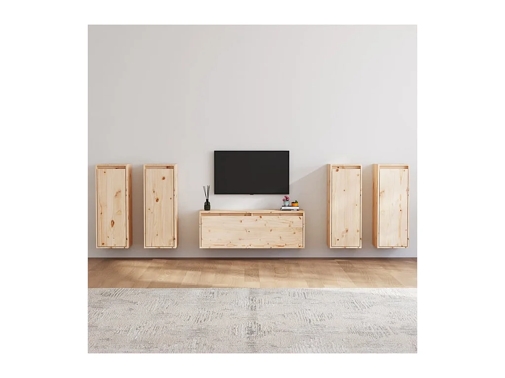 Mobile TV 5 pezzi in legno massello di pino