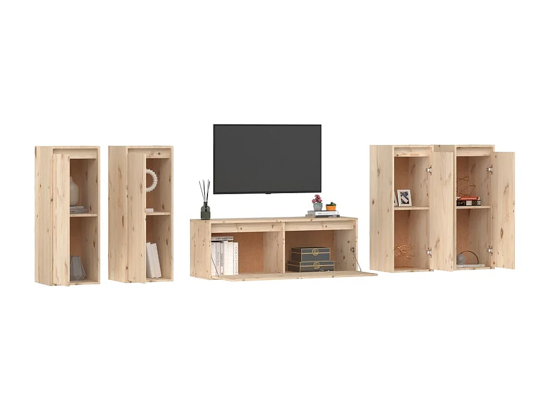 Meubles TV 5 pcs Bois massif de pin