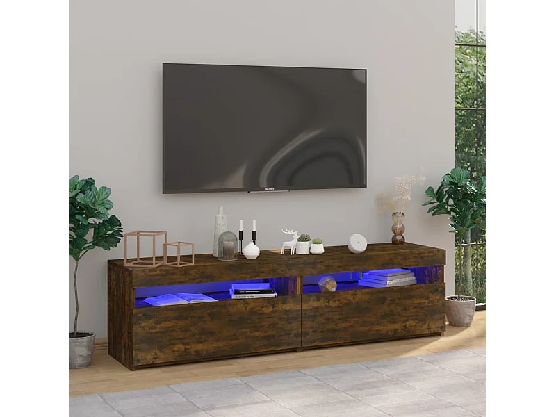 TV-kasten met LED-verlichting 2 stuks Gerookt eiken 75x35x40 cm