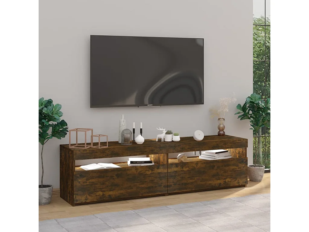 Mobili TV con luci LED 2 pz Rovere fumé 75x35x40 cm