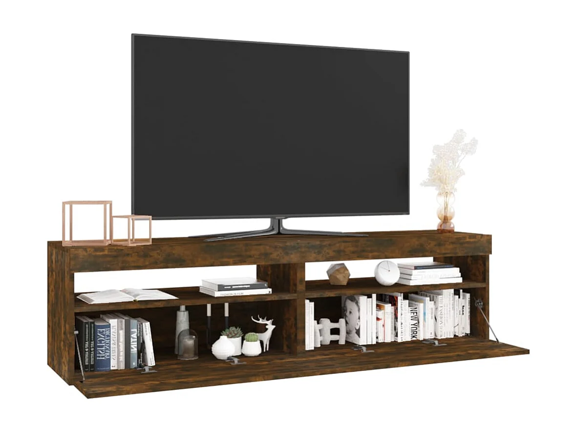 Mobili TV con luci LED 2 pz Rovere fumé 75x35x40 cm