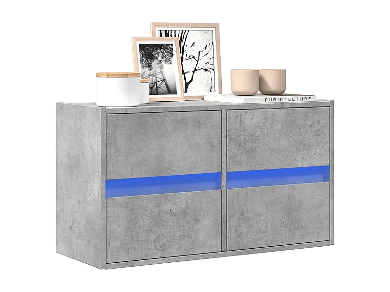 Mueble de TV de pared con luces LED, gris hormigón, 80x31x45 cm