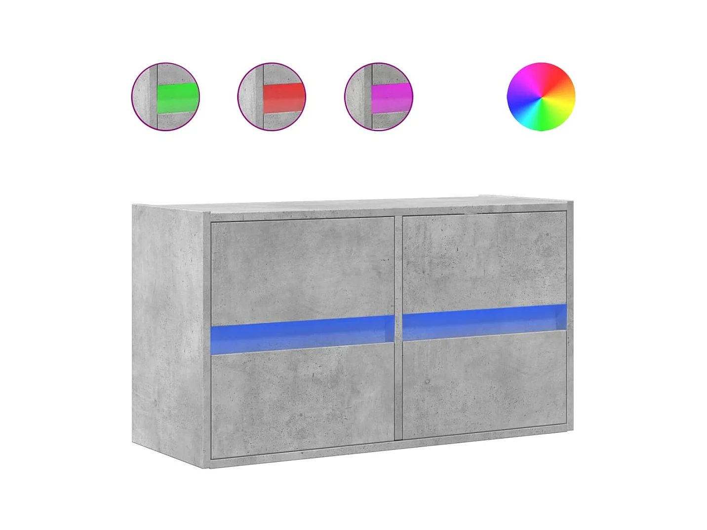 Mueble de TV de pared con luces LED, gris hormigón, 80x31x45 cm