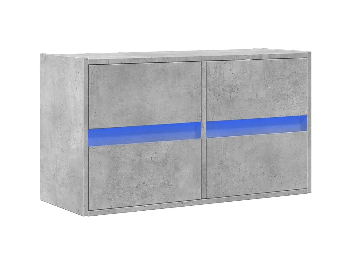 Mueble de TV de pared con luces LED, gris hormigón, 80x31x45 cm