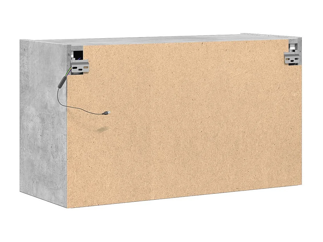 Mueble de TV de pared con luces LED, gris hormigón, 80x31x45 cm