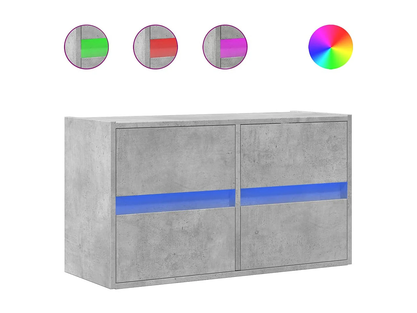 TV-Wandschrank mit LED-Beleuchtung, betongrau, 80x31x45 cm