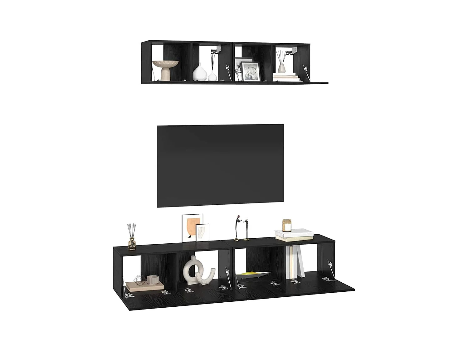 Meuble TV mural 4 pcs Chêne noir Petite 80 x 30 x 30.5 cm