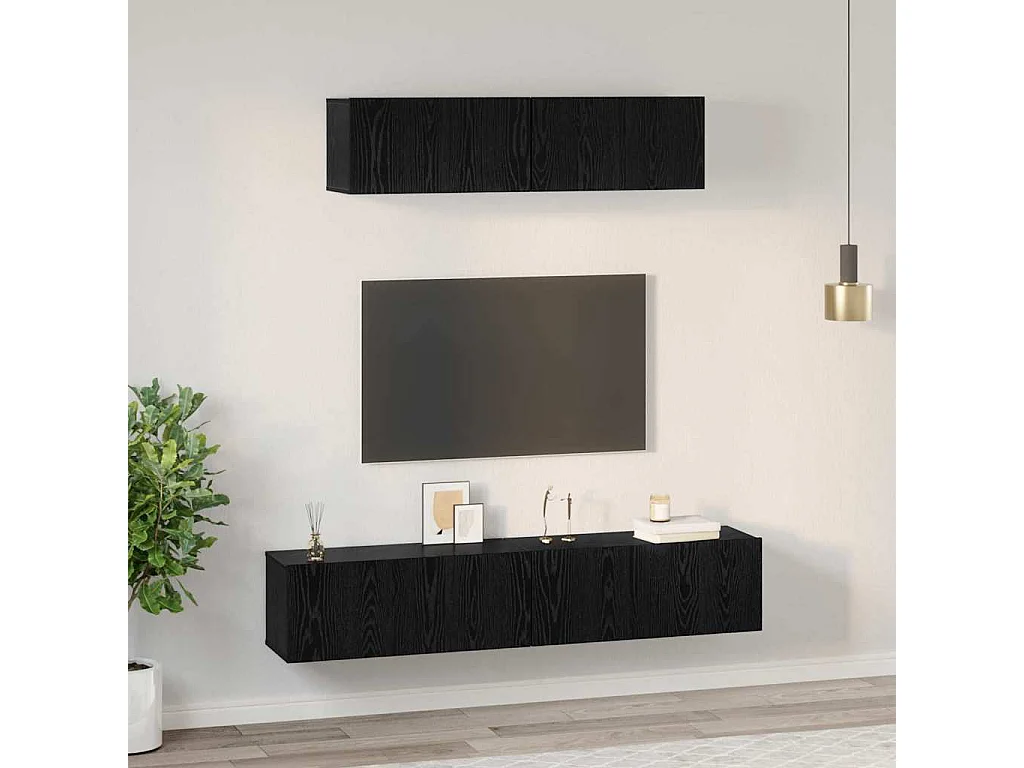 4-delige wandkast Zwart eiken Klein 80 x 30 x 30,5 cm