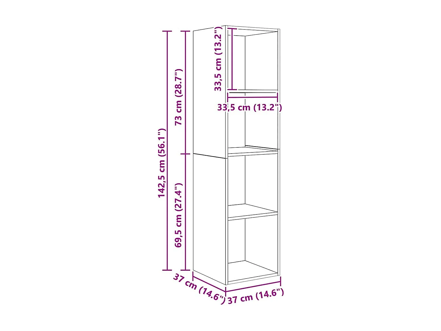 Set di mobili TV da 2 pezzi in legno antico 37 x 37 x 142,5 cm