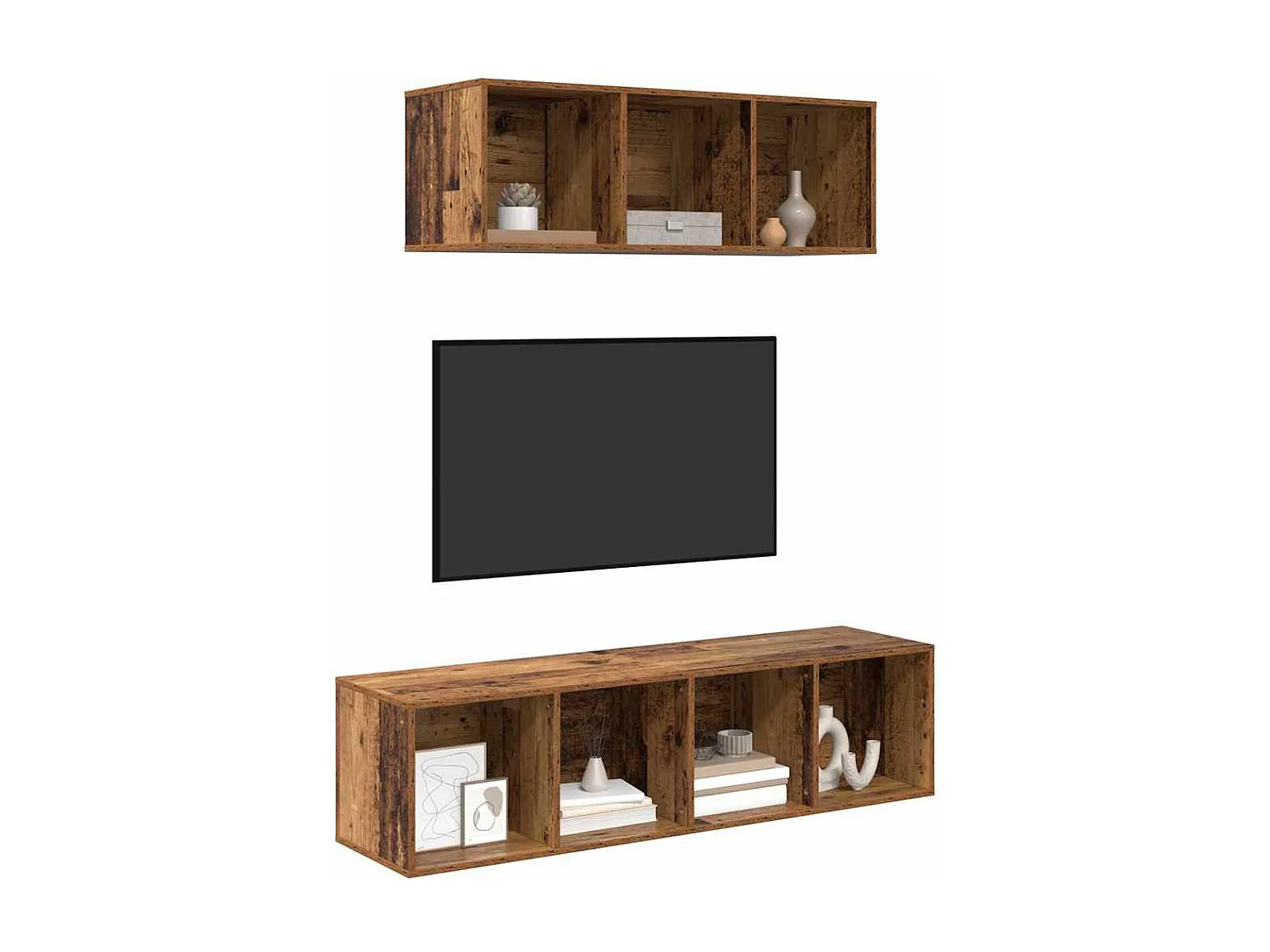 2-teiliges TV-Schrank-Set Antikholz 37 x 37 x 142,5 cm