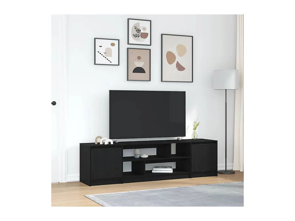 Meuble TV chêne noir 188,5x41x50 cm bois d'ingénierie