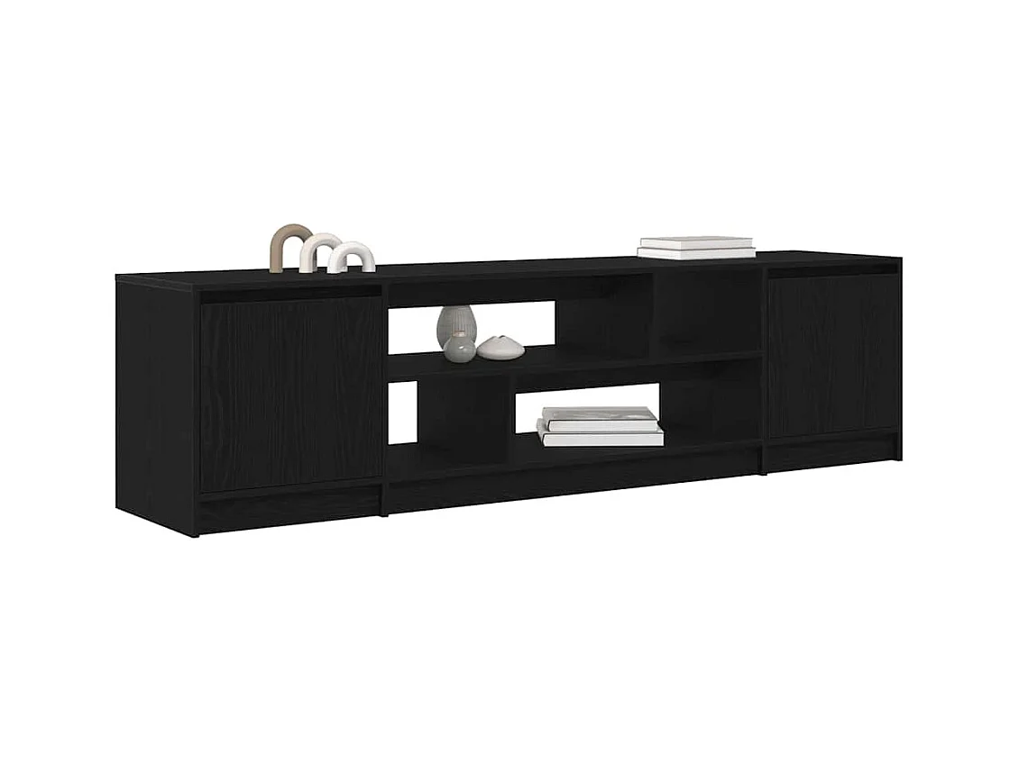 Meuble TV chêne noir 188,5x41x50 cm bois d'ingénierie