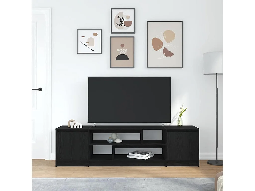 Meuble TV chêne noir 188,5x41x50 cm bois d'ingénierie
