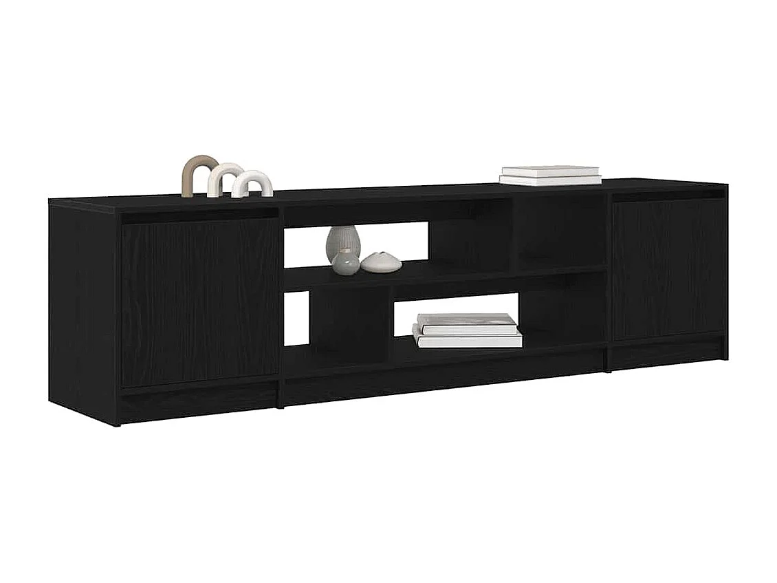 Meuble TV chêne noir 188,5x41x50 cm bois d'ingénierie