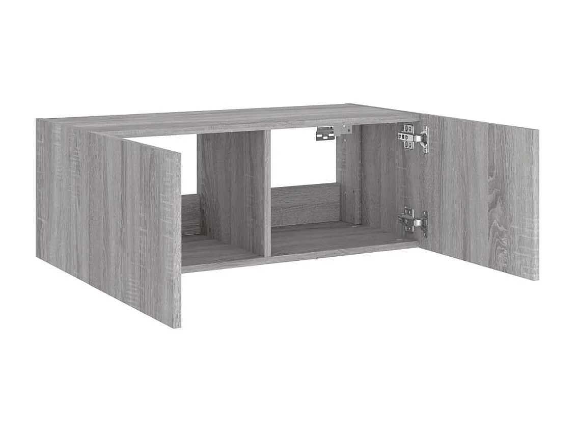 Mueble de TV de pared con luces LED Sonoma gris 80x35x31 cm