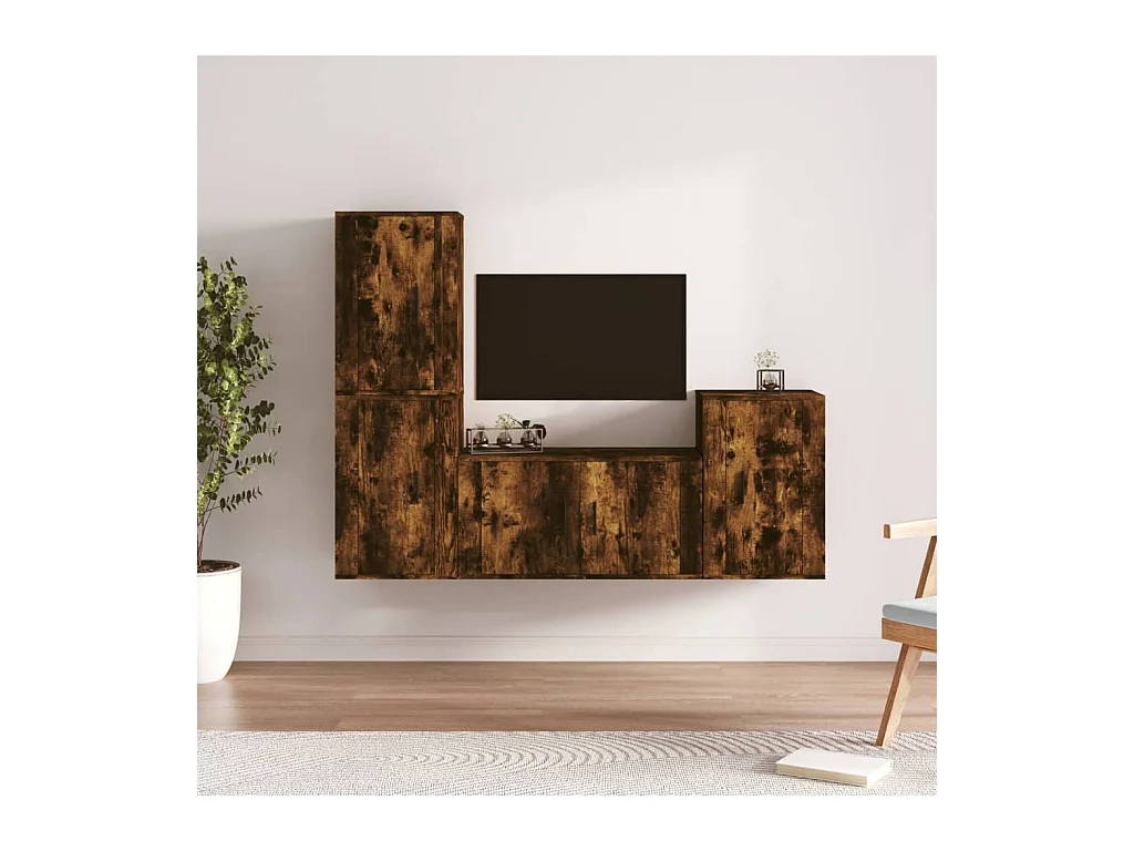 Ensemble de meubles TV 4 pcs Chêne fumé Bois d'ingénierie