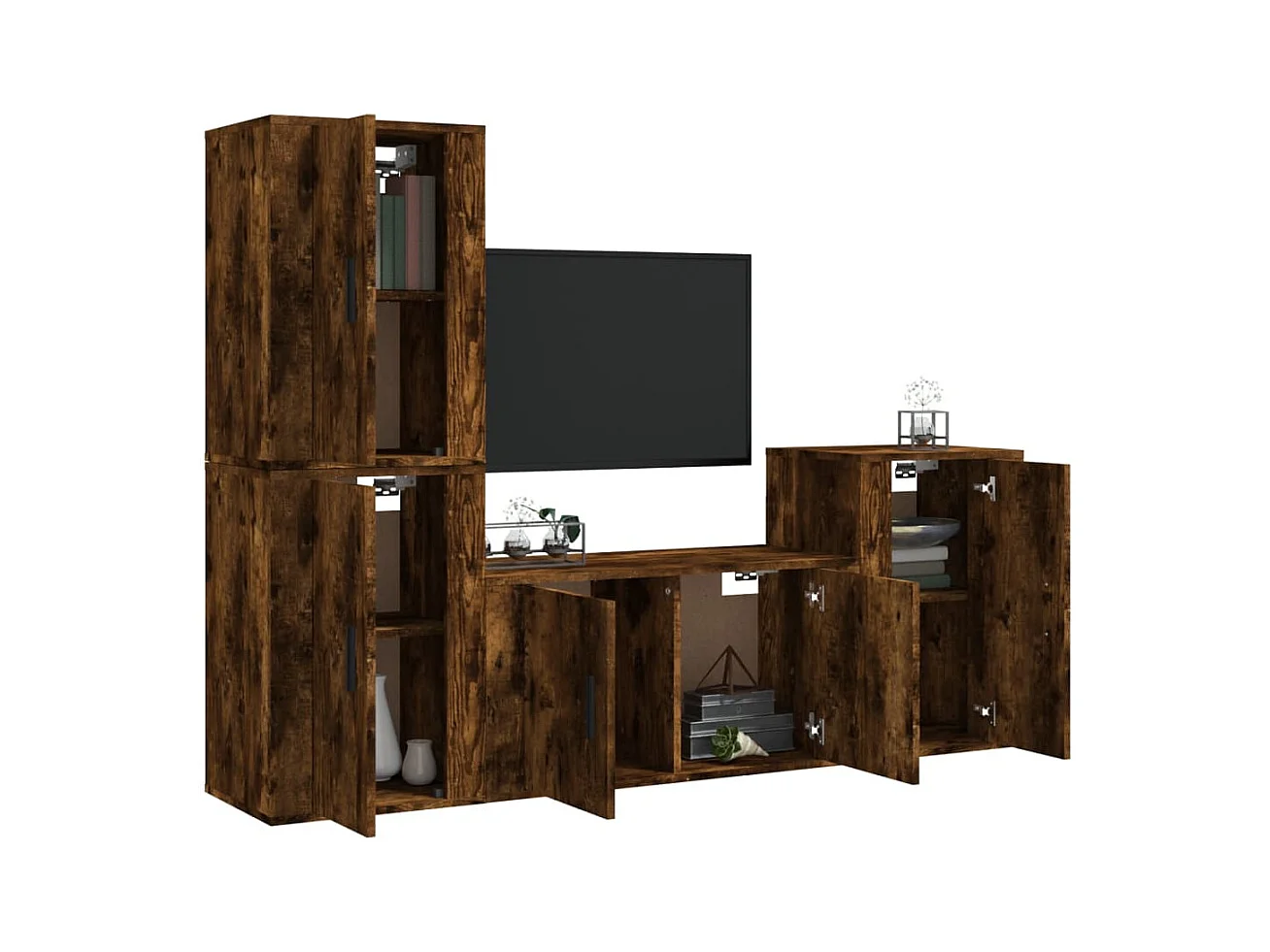 Ensemble de meubles TV 4 pcs Chêne fumé Bois d'ingénierie